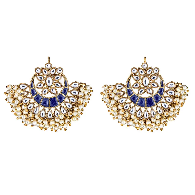 Hoop earrings with abstract wirework for an artistic, unique look-Esma Crescent Earrings in Blue