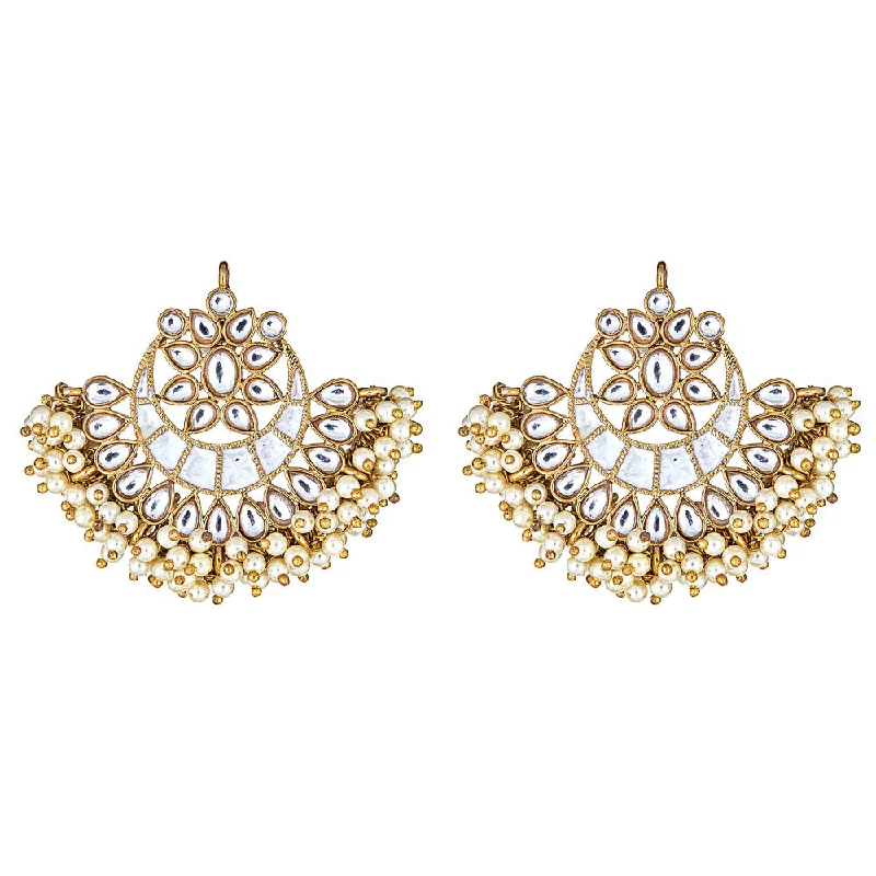 Hoop earrings with rhinestone embellishments for a glamorous and sparkling look-Esma Crescent Earrings in White