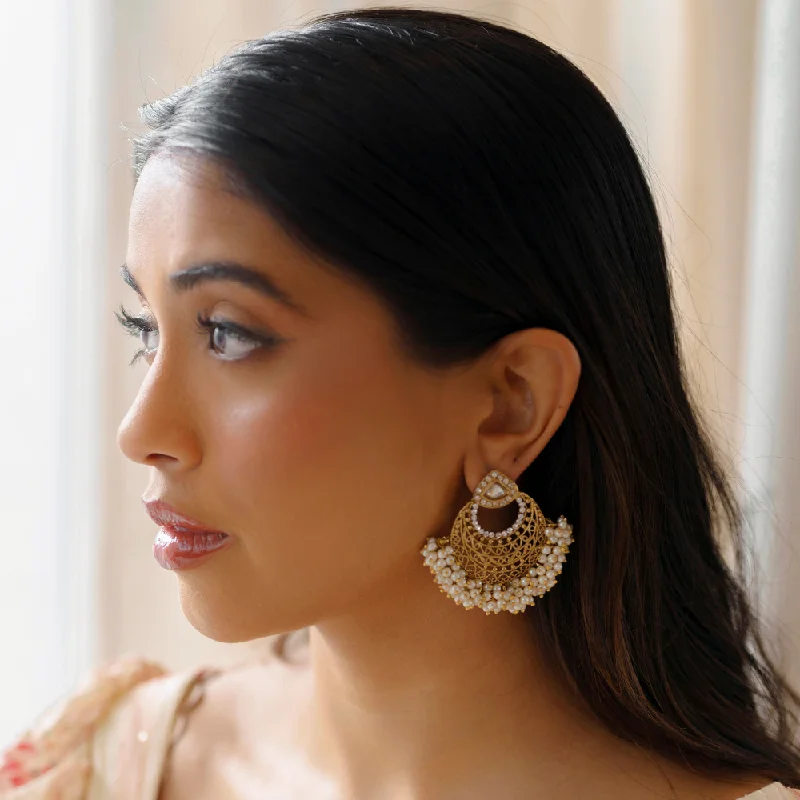 Best hoop earrings with oval shapes for a unique and elongated design-Dipti Moon Pearl Earrings