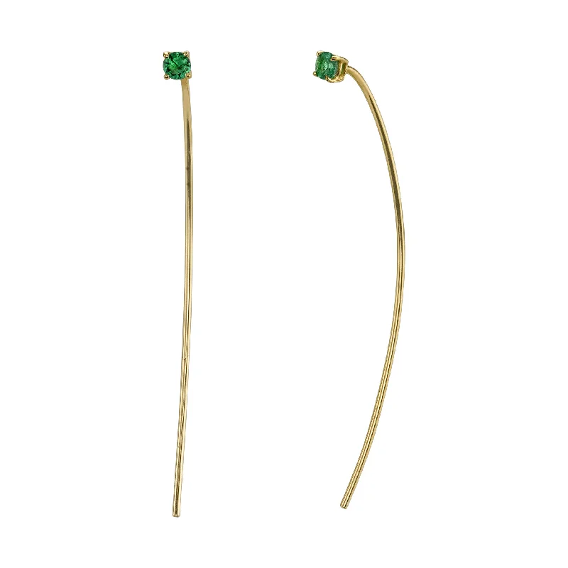 Hoop earrings with open designs for a modern, lighthearted vibe-Emerald Crescent Pull Earrings