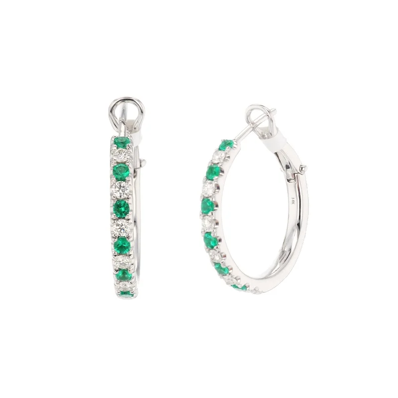 Best hoop earrings with floral designs for a feminine and delicate look-Emerald & Diamond Hoop Earrings