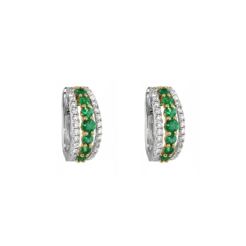 Best hoop earrings with stacked layers for a dimensional and bold look-Emerald & Diamond Hoop Earrings