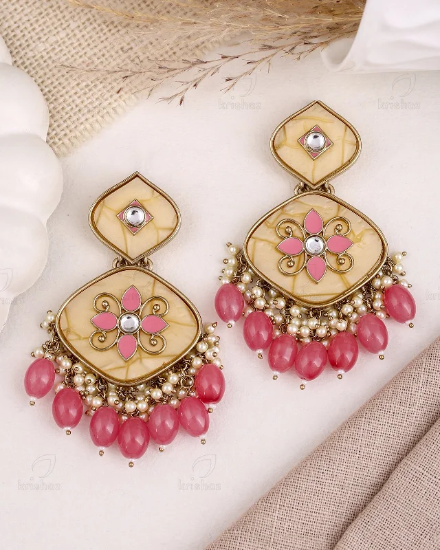 Best hoop earrings with stacked layers for a dimensional and bold look-Gahna Kundan Danglers-M