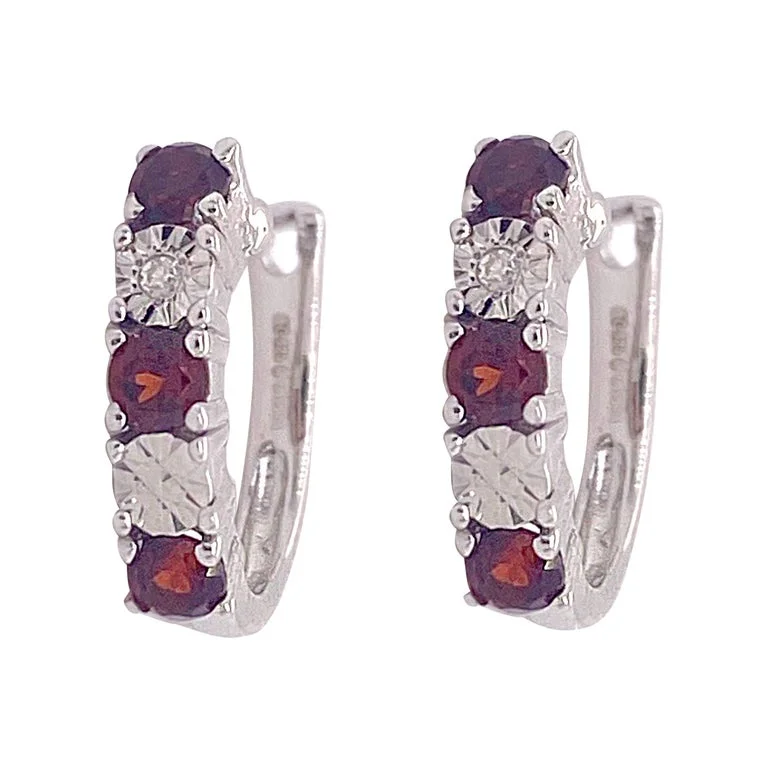 Best hoop earrings with rose gold for a romantic and warm aesthetic-Garnet & Diamond Hoop Earrings