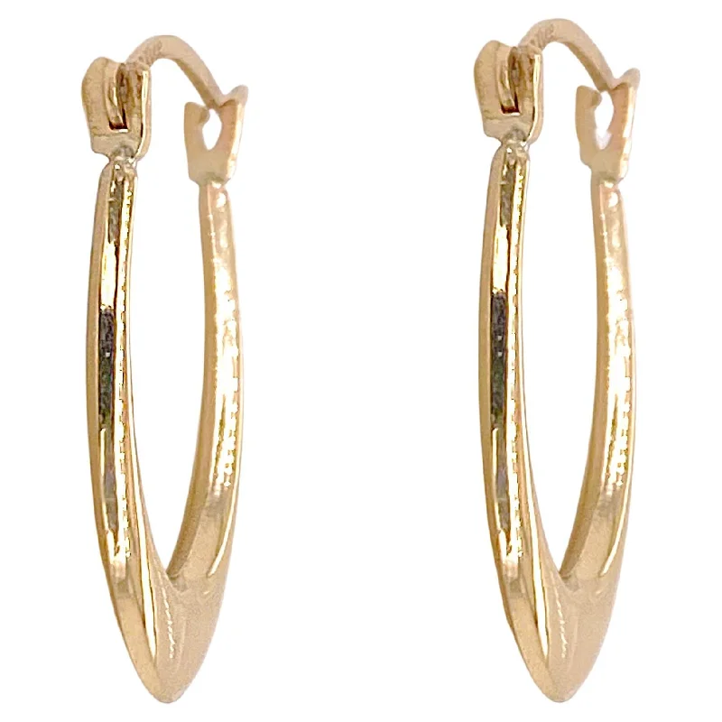 Best hoop earrings with asymmetrical designs for a fashion-forward, avant-garde look-Gold Hoop Earrings Polished U Hoops, Elongated Oval Earrings, 14K Yellow Gold