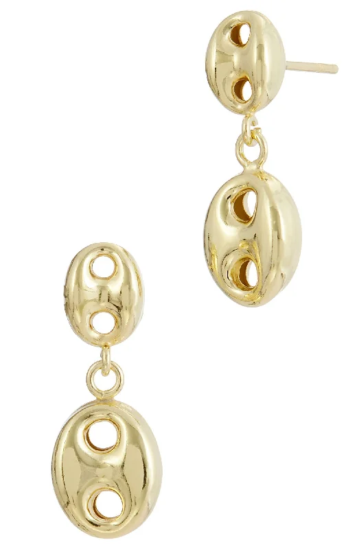 Hoop earrings with pearl accents for a chic and classic style-GOLD PLATED LINK EARRINGS