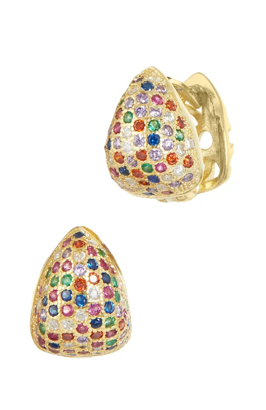 Medium hoop earrings for an everyday look with the perfect balance of style-GOLD PLATED MULTI COLOR HUGGIE EARRINGS