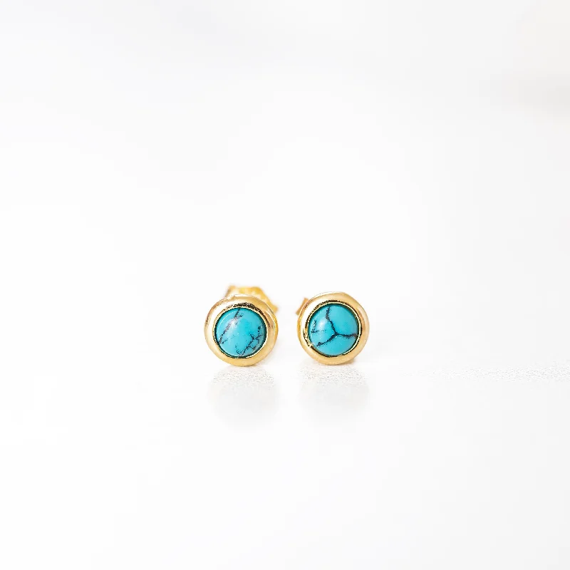 Best hoop earrings with rose gold for a romantic and warm aesthetic-Gold Turquoise Studs