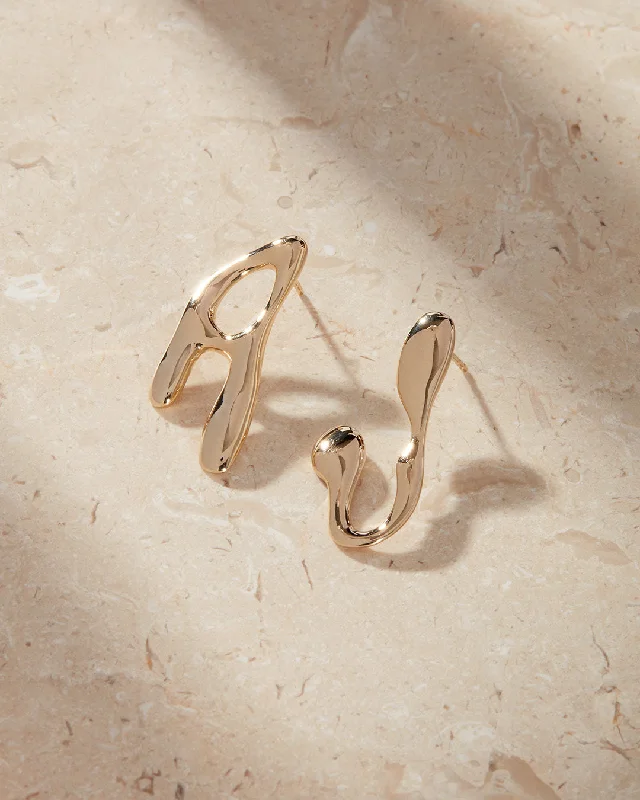 Best hoop earrings with sterling silver for an affordable and chic design-Goopy Letter Initial Earrings