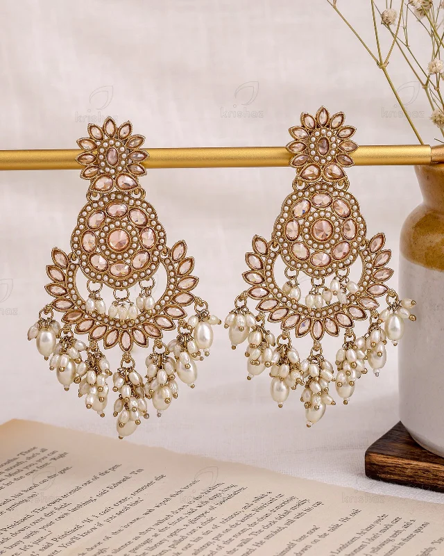 Best hoop earrings with minimal embellishments for a sleek and modern look-Gulabo Pakistani Kundan Danglers