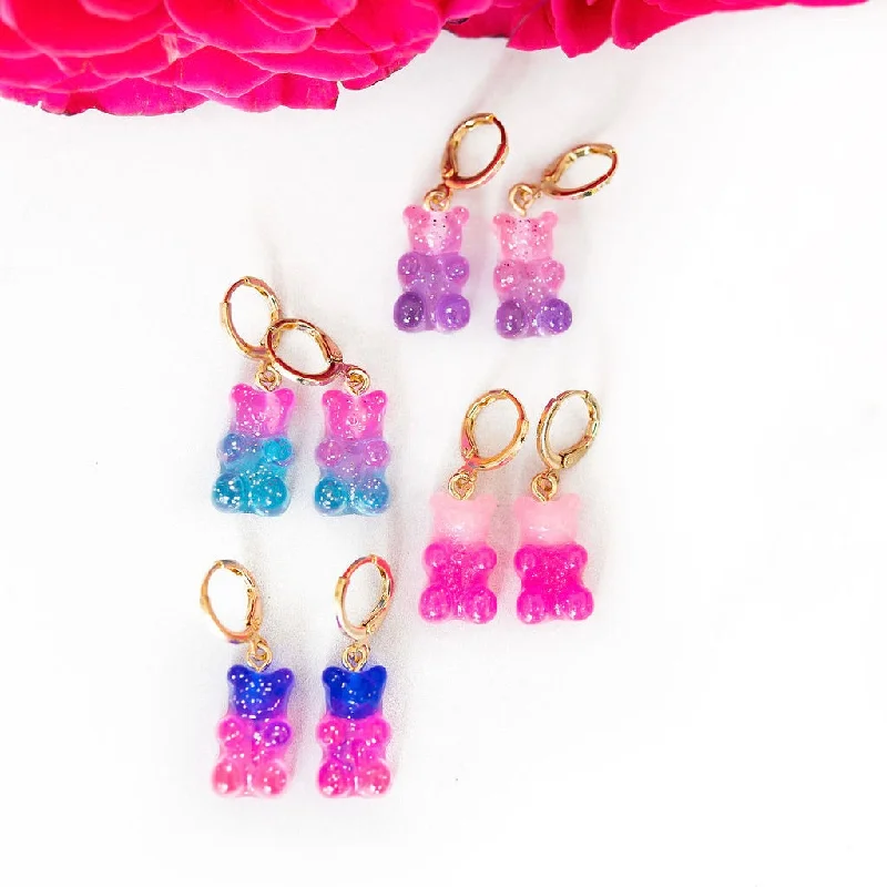 Hoop earrings with crescent moon shapes for a celestial and mystical appearance-Gummy Bear Huggies