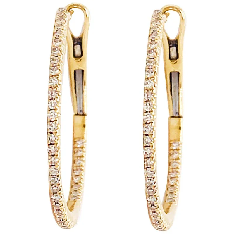 Best hoop earrings with oval shapes for a unique and elongated design-Half Carat Diamond Inside Out Hoop Earrings