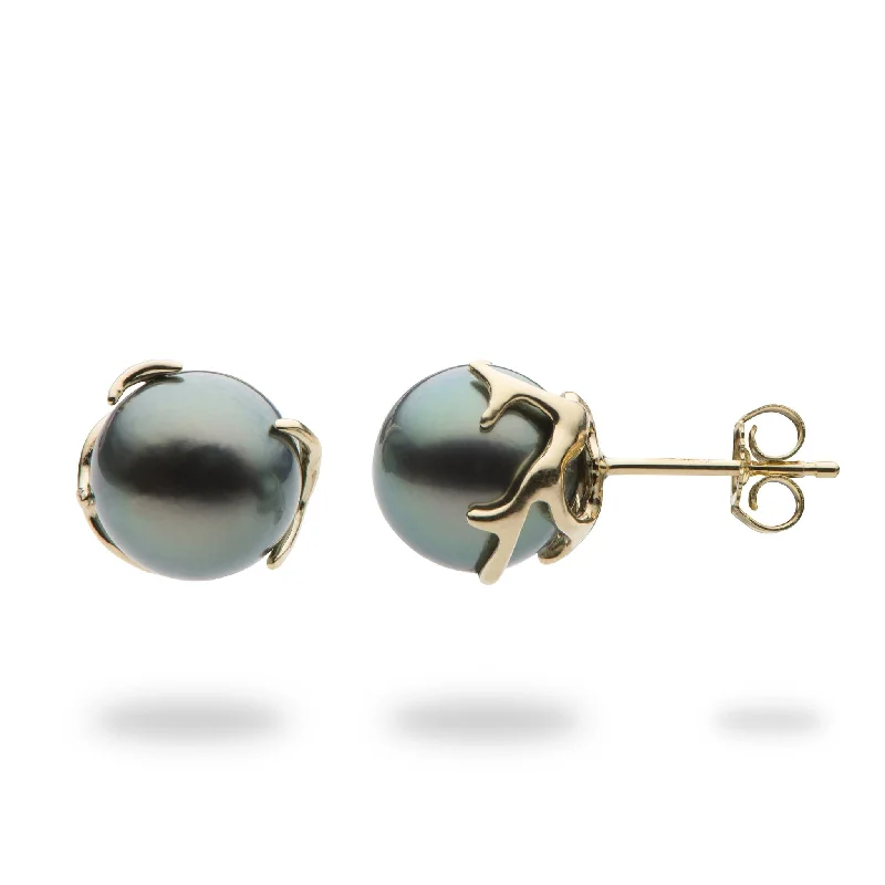 Best hoop earrings with sparkling cubic zirconia for a brilliant, budget-friendly effect-Heritage Tahitian Pearl Earrings in Gold - 9-10mm