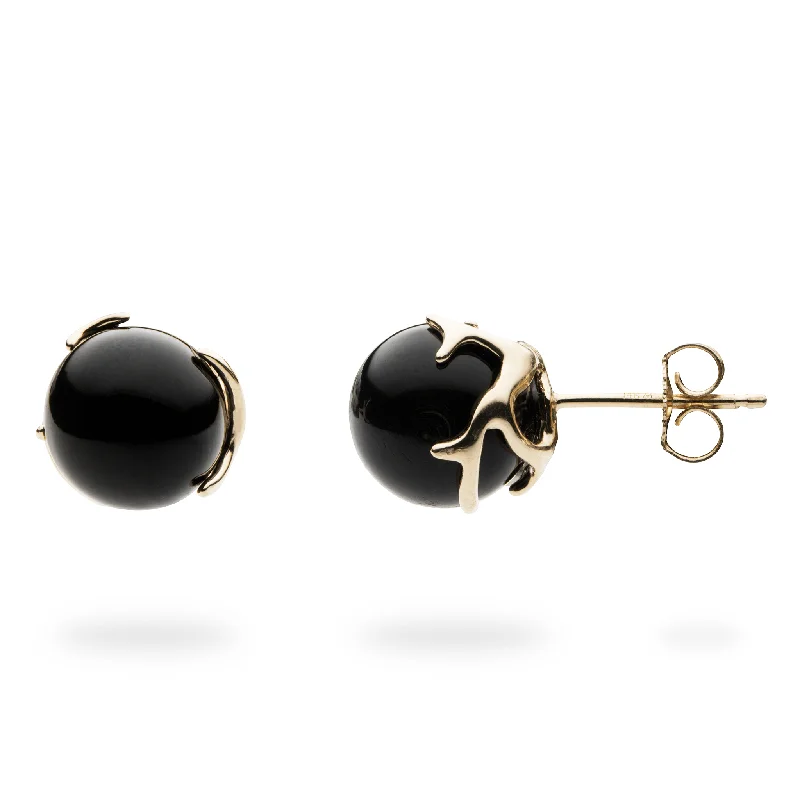 Hoop earrings with hearts for a sweet and romantic gesture-Heritage Black Coral Earrings in Gold