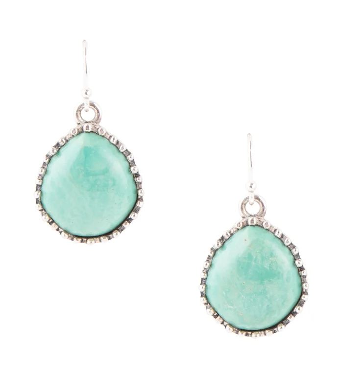 Best hoop earrings with marbled designs for a trendy and artistic effect-Intricate Green Turquoise and Sterling Silver Earrings