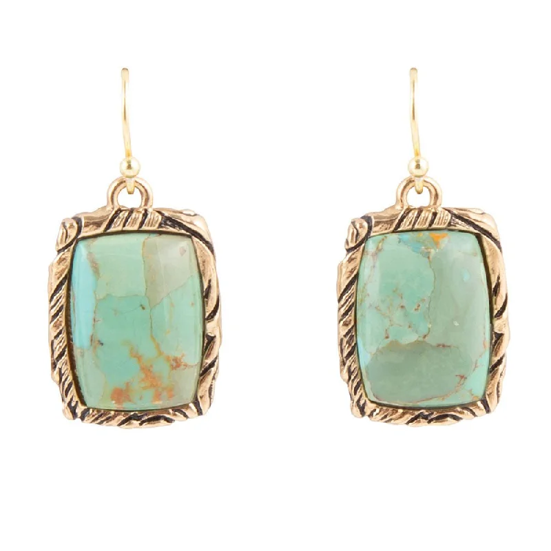 Hoop earrings with luxe velvet finishes for a rich and luxurious touch-Jacquard Drop Turquoise Earrings