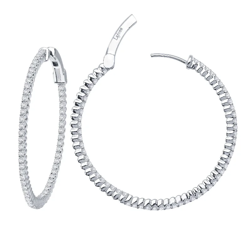 Hoop earrings with twisted leather for a chic and modern boho look-Lafonn Simulated Diamond 3.04ct Inside Out 50mm Hoop Earrings E3010CLP