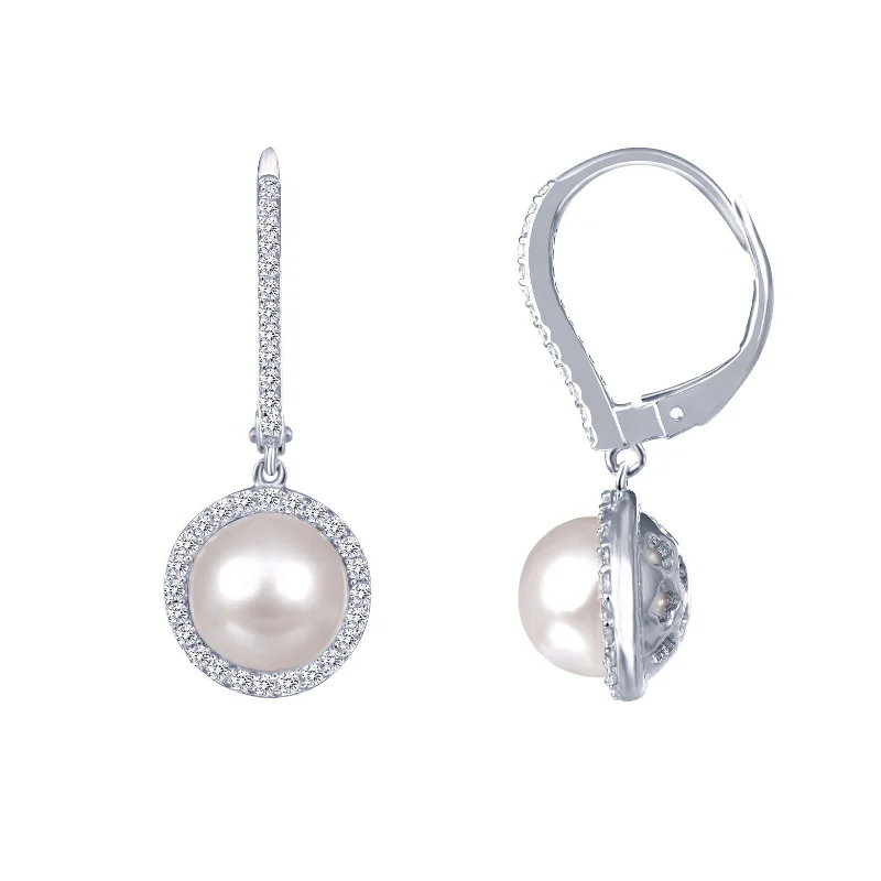 Classic hoop earrings with a thin profile for a sleek and subtle style-Lafonn Simulated Diamond & Cultured Freshwater Pearl Earrings E0190CLP