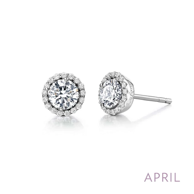 Hoop earrings with leather accents for a sleek and bold combination-Lafonn Simulated Diamond Birthstone Earrings - April BE001DAP