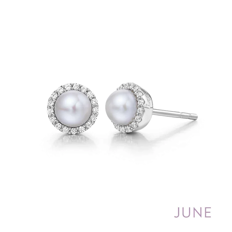 Hoop earrings with infinity loop designs for a continuous and eternal shape-Lafonn Simulated Diamond & Cultured Freshwater Pearl Birthstone Earrings - June BE001PLP