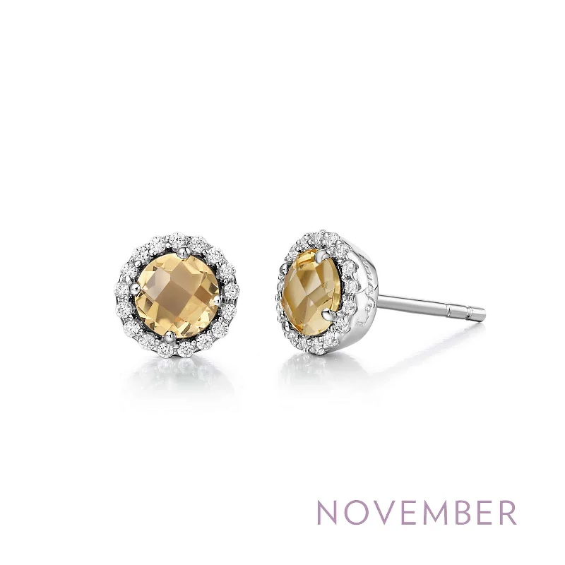 Best hoop earrings with snake-inspired designs for an edgy and fierce vibe-Lafonn Simulated Diamond & Genuine Citrine Birthstone Earrings - November BE001CTP