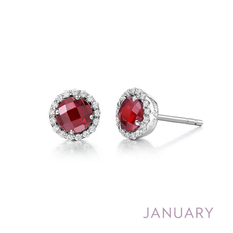 Best hoop earrings with intricate beaded details for a textured, stylish appearance-Lafonn Simulated Diamond & Genuine Garnet Birthstone Earrings -January BE001GNP