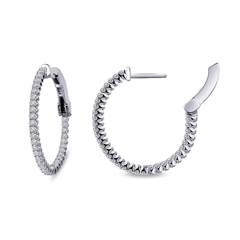 Best hoop earrings with twisted rope designs for a nautical-inspired style-Lafonn Simulated Diamond 1.08ct Inside Out 20mm Hoop Earrings E3008CLP