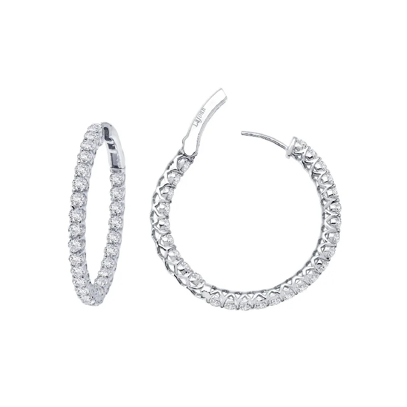 Hoop earrings with polished metal for a shiny and high-quality finish-Lafonn Simulated Diamond 2.00ct Inside Out 20mm Hoop Earrings E3018CLP