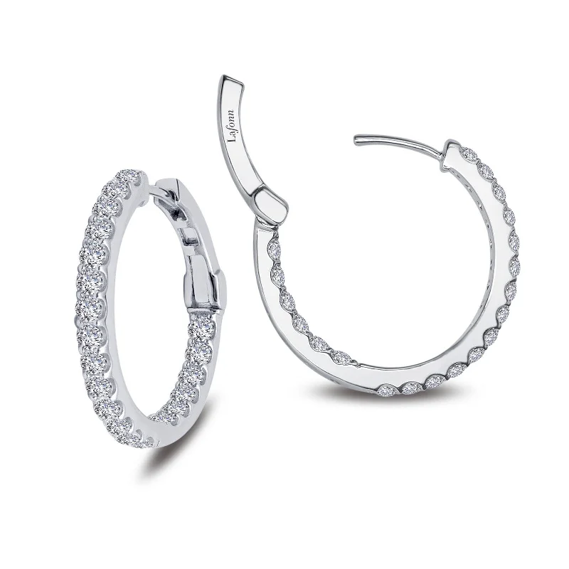 Best hoop earrings with vintage-style detailing for a nostalgic and timeless look-Lafonn Simulated Diamond 2.16ct Inside Out 25mm Hoop Earrings E3016CLP