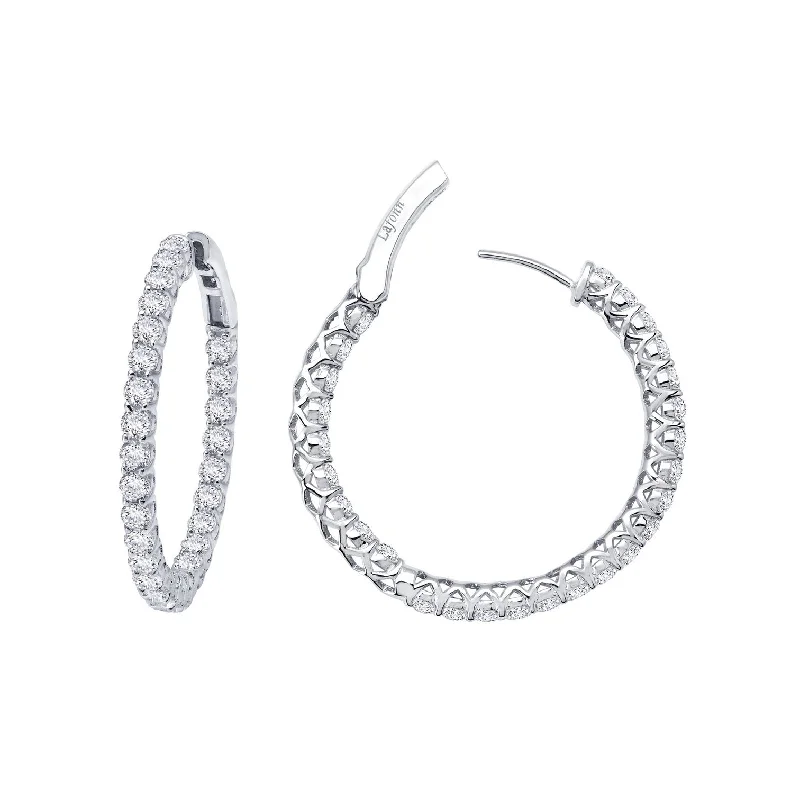 Best hoop earrings with minimalist designs for a clean and modern aesthetic-Lafonn Simulated Diamond 2.70ct Inside Out 25mm Hoop Earrings E3019CLP