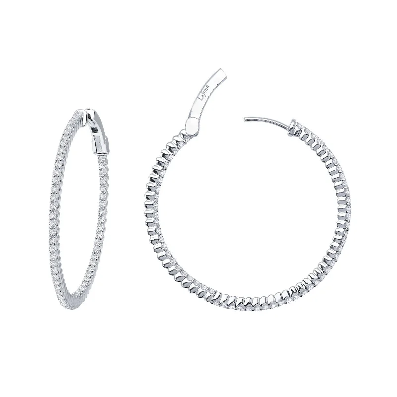 Best hoop earrings with snake chain details for a sleek and modern touch-Lafonn Simulated Diamond 1.72ct Inside Out 30mm Hoop Earrings E3009CLP