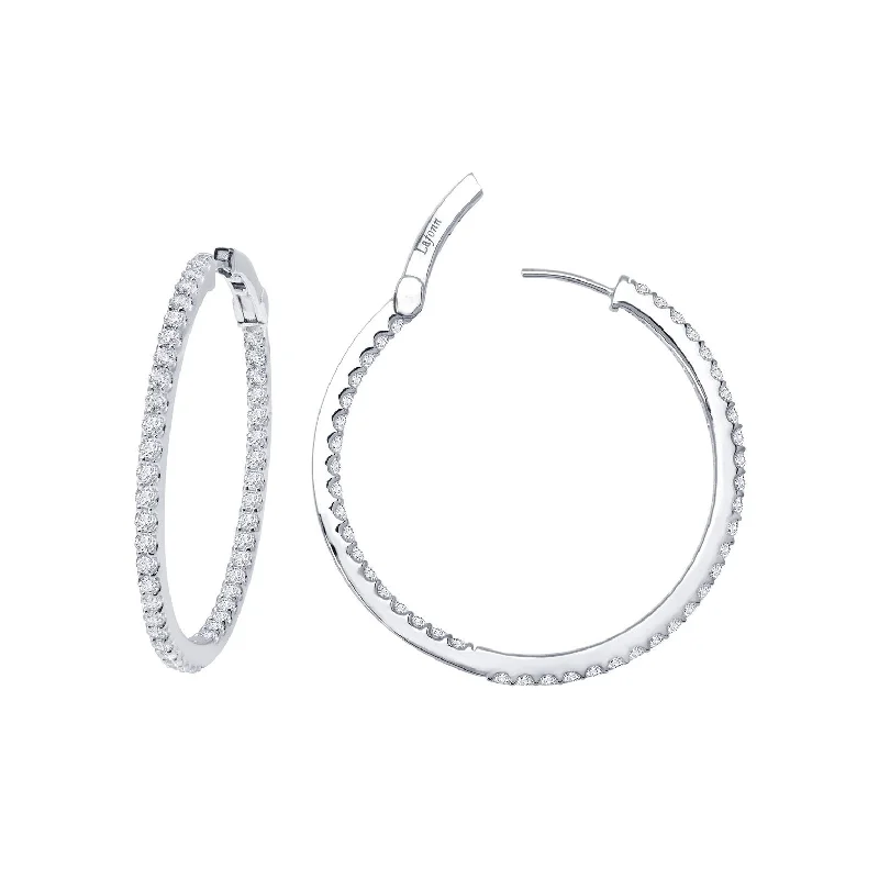 Best hoop earrings with delicate chain details for a trendy and stylish design-Lafonn Simulated Diamond 2.64ct Inside Out 30mm Hoop Earrings E3017CLP