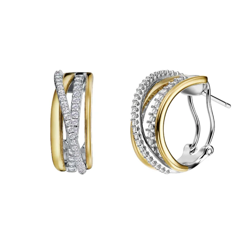 Hoop earrings with enamel stripes for a colorful and eye-catching design-Lafonn Simulated Diamond Mixed-Color Crossover Earrings 7E013CLT