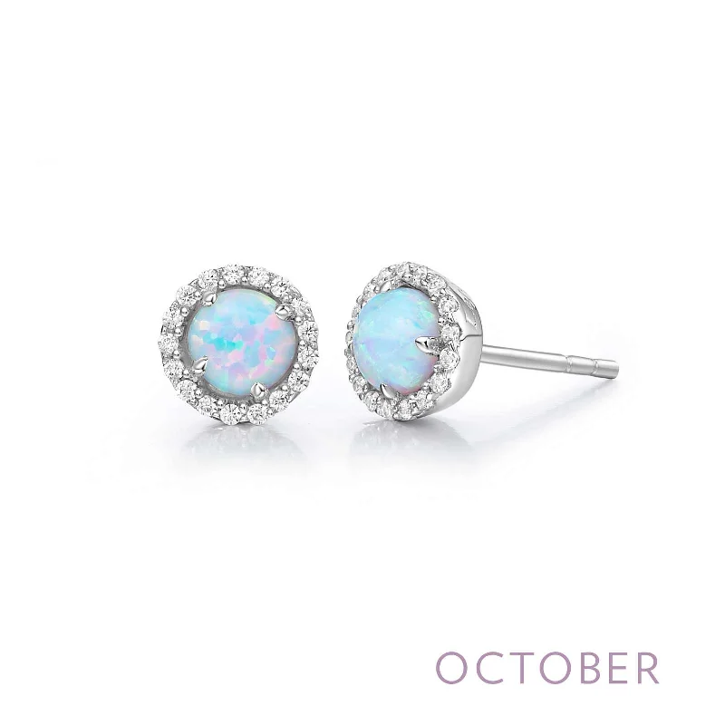 Best hoop earrings with geometric pendants for a modern, chic appeal-Lafonn Simulated Diamond & Opal Birthstone Earrings - October BE001OPP