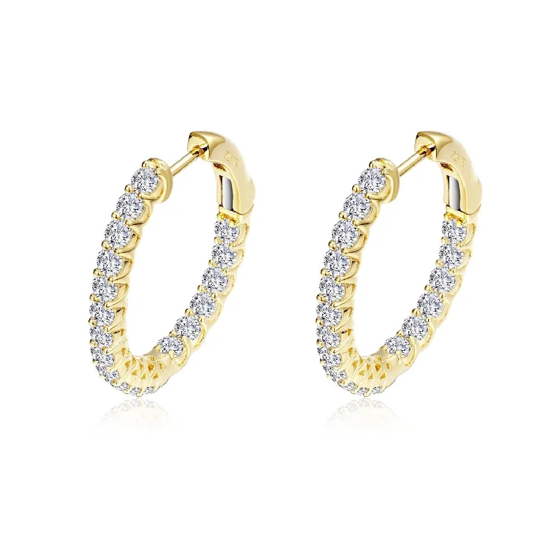 Best hoop earrings with geometric shapes for a modern and artistic appeal-Lafonn Simulated Diamond 1.80ct Oval Inside Out Hoop Earrings E3026CLG