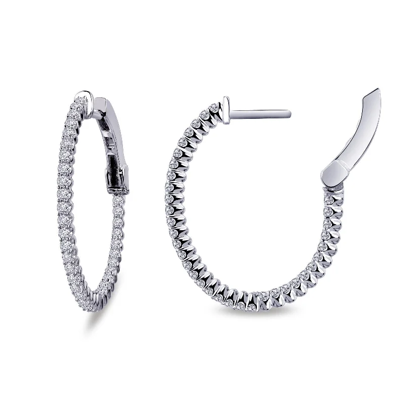 Hoop earrings with a matte finish for a sleek and sophisticated appearance-Lafonn Simulated Diamond 1.05ct Oval Inside Out Hoop Earrings E3030CLP