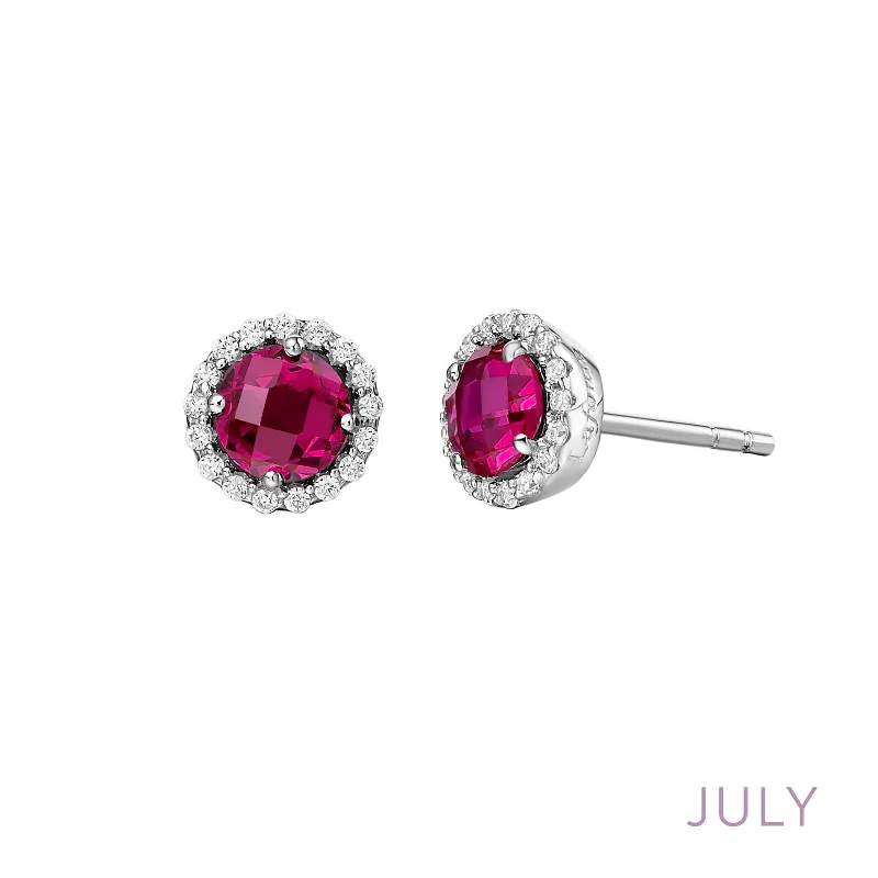 Hoop earrings with colorful beads for a fun and playful vibe-Lafonn Simulated Diamond & Ruby Birthstone Earrings - July BE001RBP