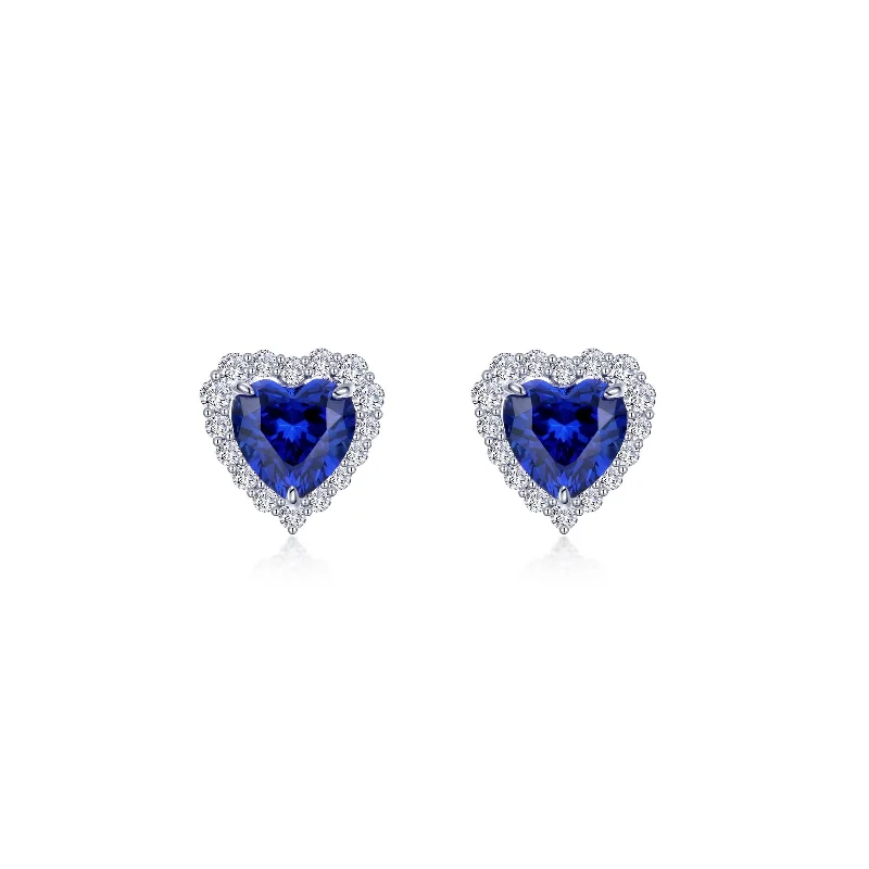 Lightweight hoop earrings for comfortable and all-day wear-Lafonn Simulated Diamond & Fancy Lab Grown Sapphire Halo Heart Earrings SYE014SP00