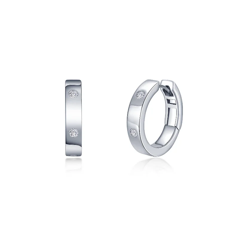 Small hoop earrings for a delicate and understated everyday wear-Lafonn Simulated Diamond Invisible Set Huggie Hoop Earrings E0559CLP