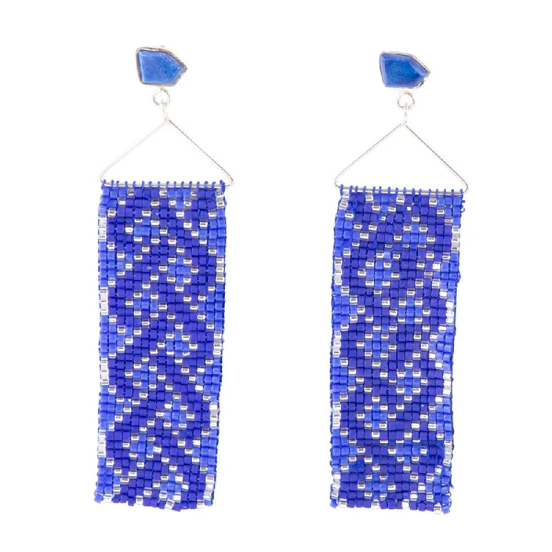 Best hoop earrings with Swarovski crystals for added sparkle and luxury-Lapis Woven Seed Bead Earrings