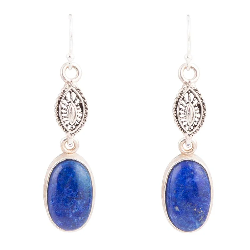 Best hoop earrings with detachable studs for a versatile and adjustable accessory-Mehndi Blue Lapis Sterling Silver Earrings