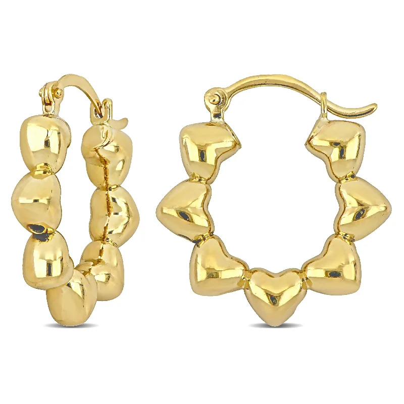 Best hoop earrings with rose gold for a romantic and warm aesthetic-Mimi & Max Heart Hoop Earrings in 10k Yellow Gold