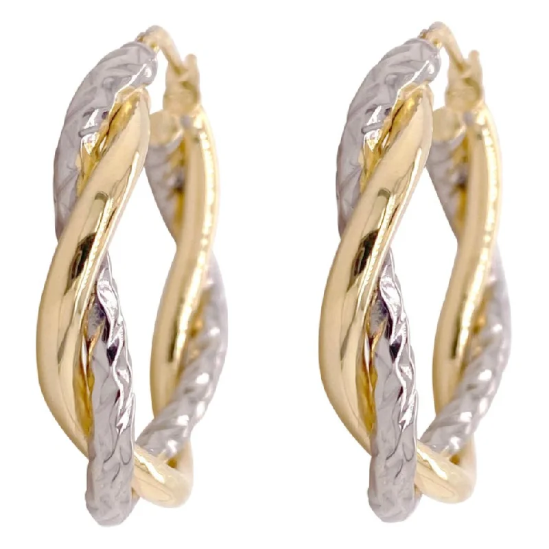 Medium hoop earrings for an everyday look with the perfect balance of style-Mixed Metal Twist Hoop Earrings