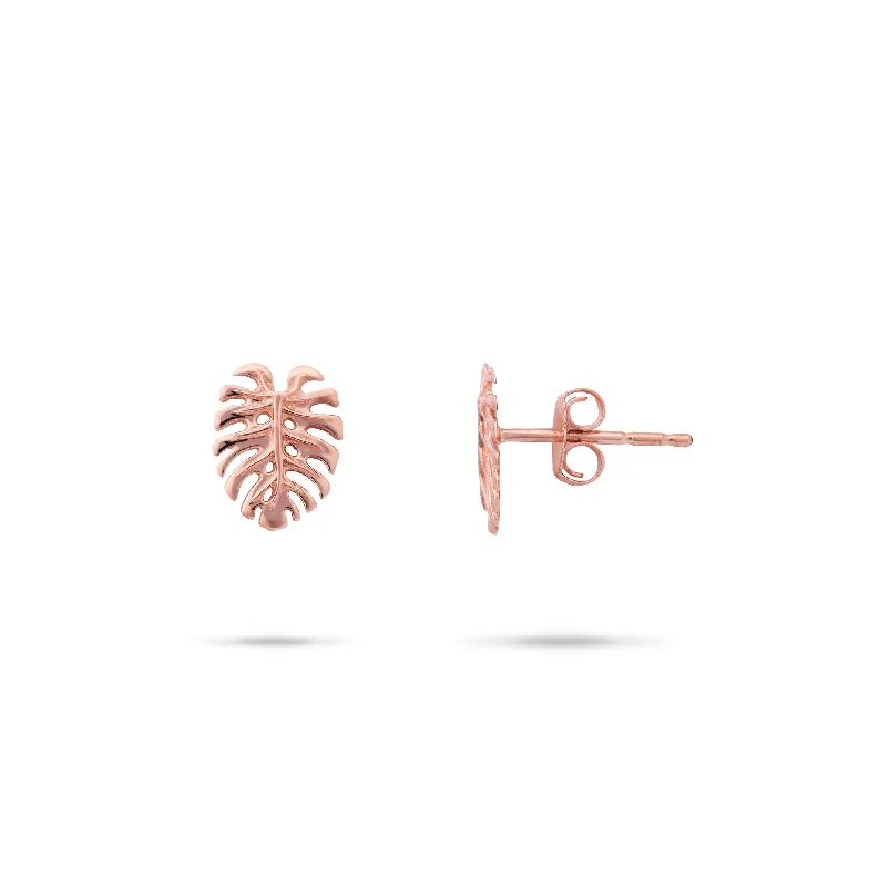 Best hoop earrings with snake chain details for a sleek and modern touch-Monstera Earrings in Rose Gold - 9mm