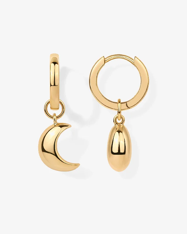 Hoop earrings with abstract shapes for an artistic and creative touch-Moonshot Dangle Huggies