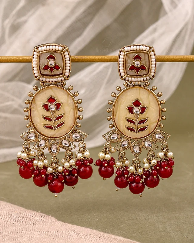 Hoop earrings with cut-out designs for a creative and lightweight effect-Nalini Kundan Danglers-M