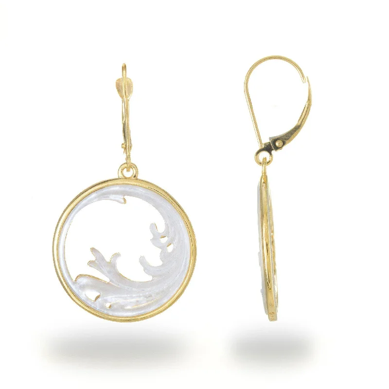 Best hoop earrings with Swarovski crystals for added sparkle and luxury-Nalu Splash Mother of Pearl Earrings in Gold - 22mm