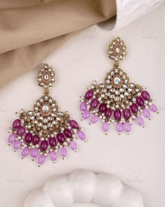 Hoop earrings with twisted metal designs for a dynamic and modern style-Netra Kundan Danglers-M