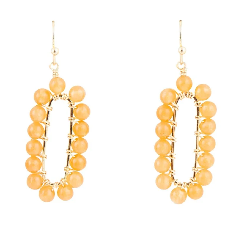 Hoop earrings with satin finishes for a smooth and elegant appearance-Orange Apricot Jade Endless Golden Loop Earrings