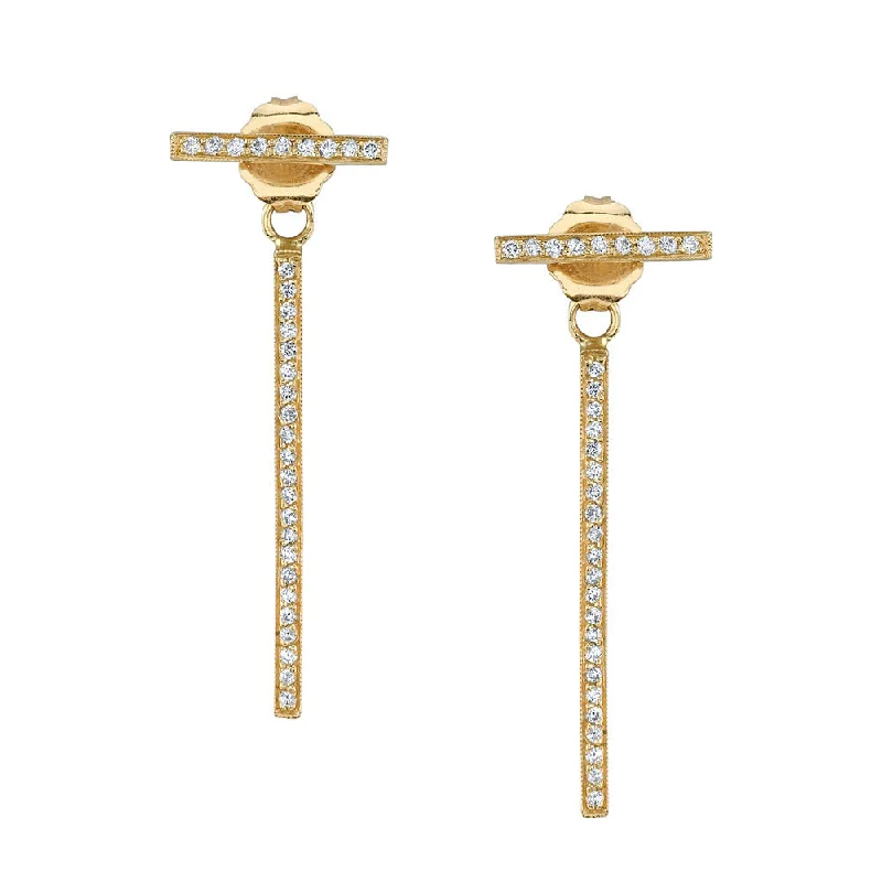 Hoop earrings with oversized pearl accents for a statement-making look-Pave Bar Back Studs